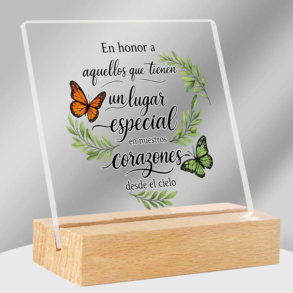 TEMU Placa española 2D con base - Soporte de exhibición de acrílico transparente adecuado para regalo de español, caligráfica y decoración de ,