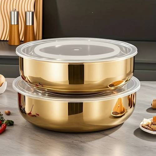1pc extra deep wide stainless steel mixing bowl with lid rust resistant dishwasher safe commercial grade for washing vegetables serving soup utensil mixing bowls for kitchen