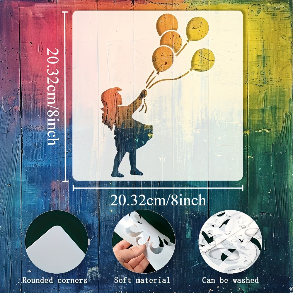 Balloon Girl Themed Painting Template, Washable and Reusable