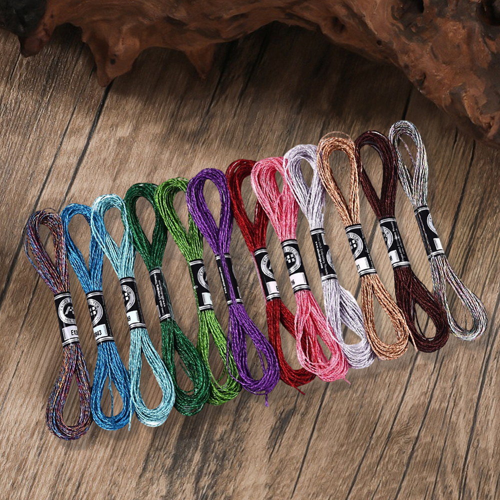 6-Ply Metallic Polyester Embroidery Floss for Crafts