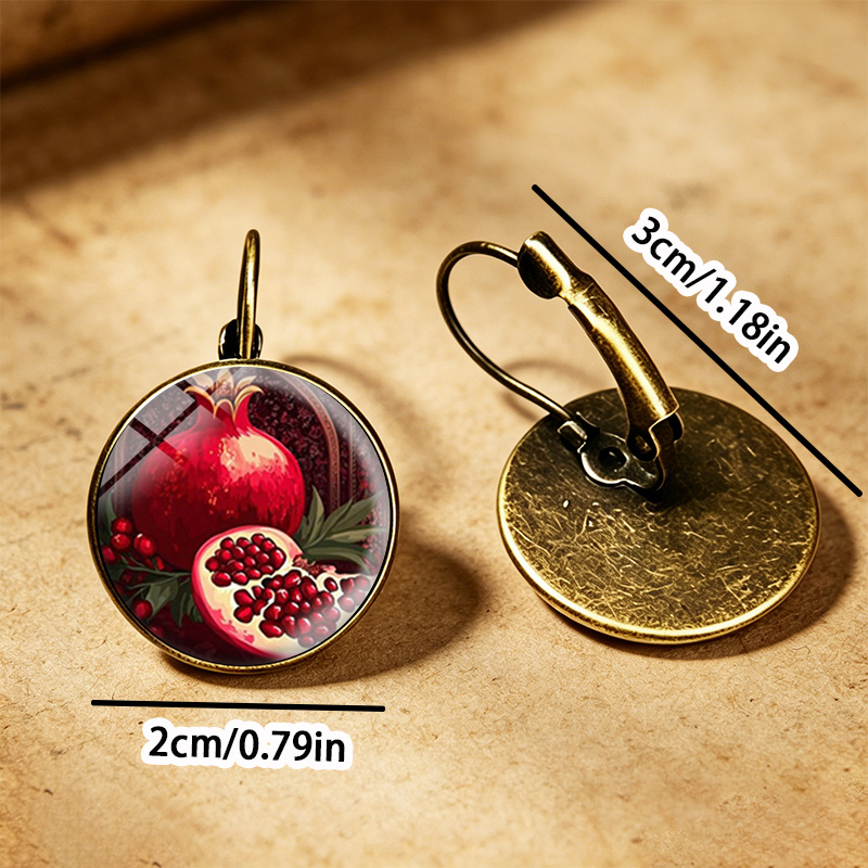 Dark Red Ethnic Style Pomegranate Round Earrings