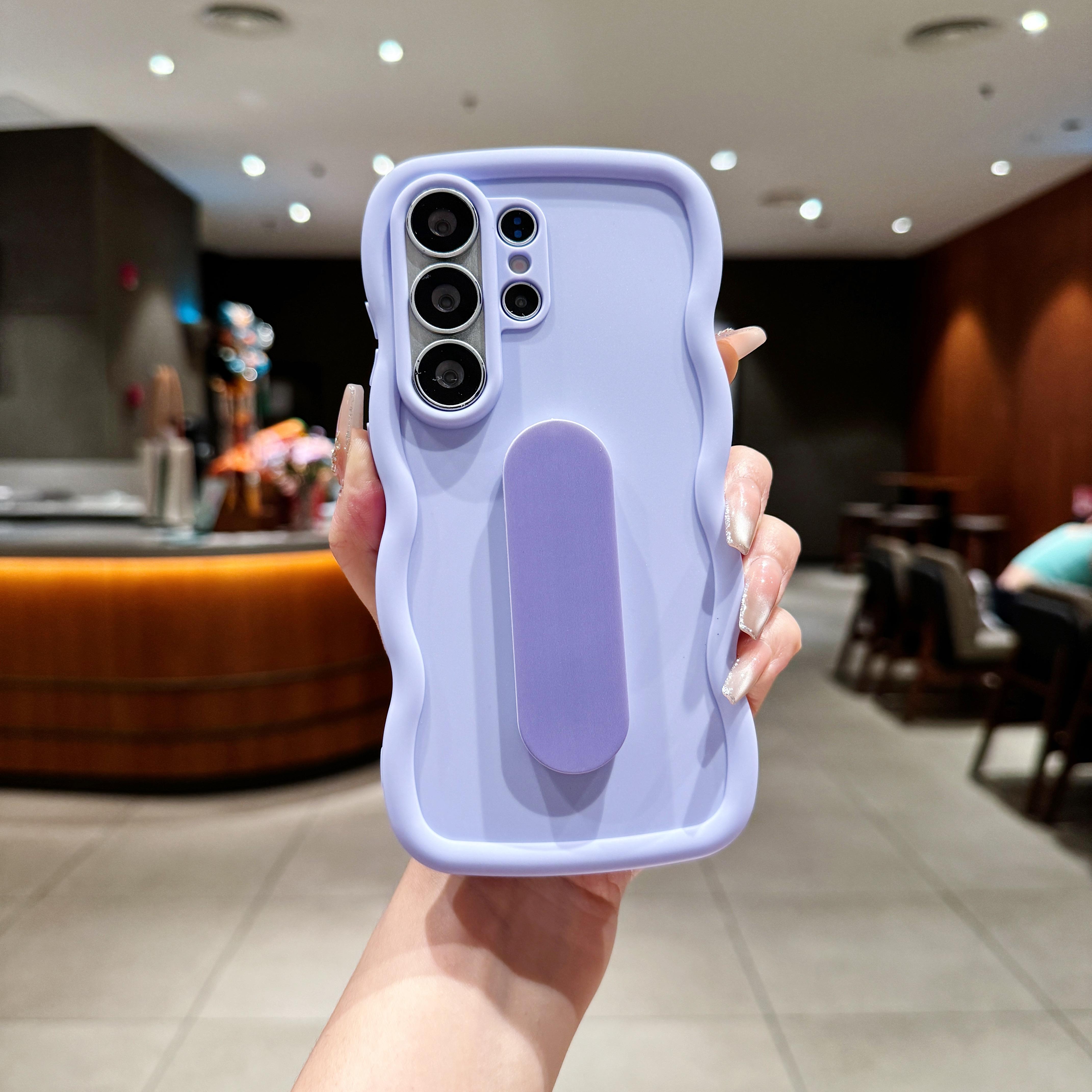 TEMU Phone Case - A Stylish And High-end U-shaped Bracket Macaron Large Wave Phone Case, Easy And Stylish, Suitable For 11, 12, 13, 14, 15, 16, 17,