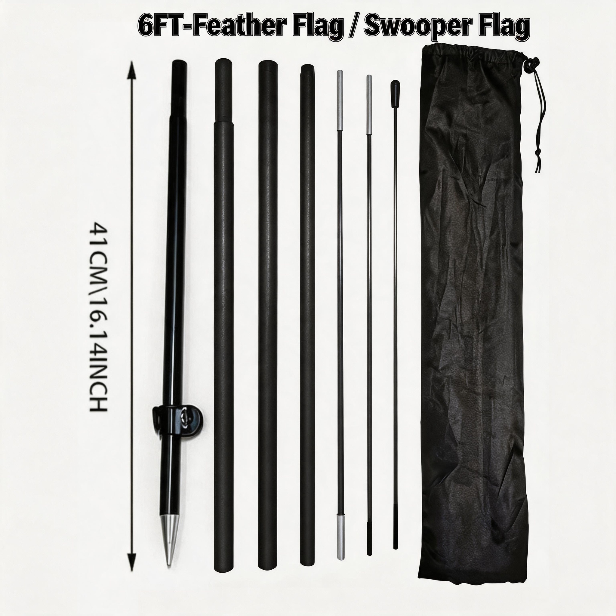 TEMU [1 Set Feather Flag Pole] Made Of Aluminum Alloy Material, With Fiberglass Rod , Lightweight And Durable, Built-in Ground Spike. Suitable For ,