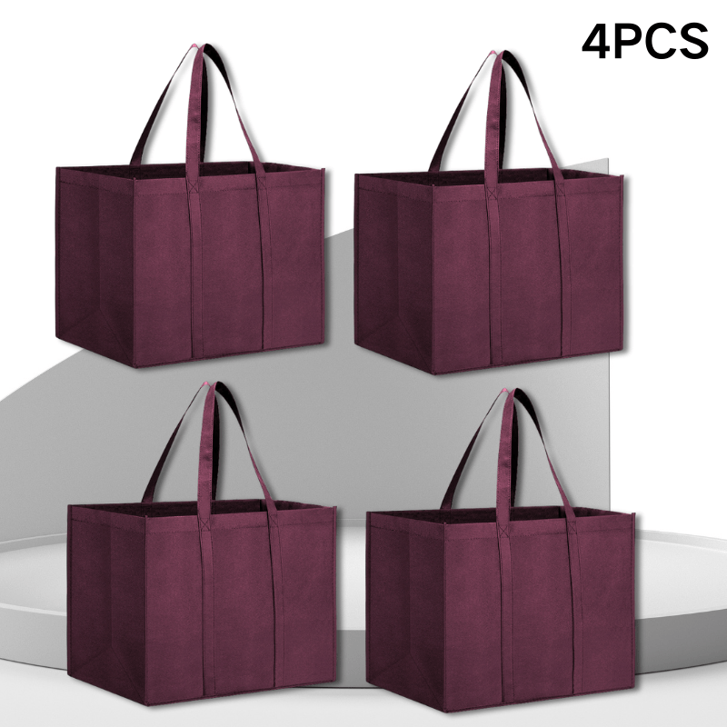 TEMU 4-pack Large Capacity 35l Non-woven Tote Bags, Solid Color , Multi-use Storage Bags For Shopping & Travel, Car Organizer, Woven Material