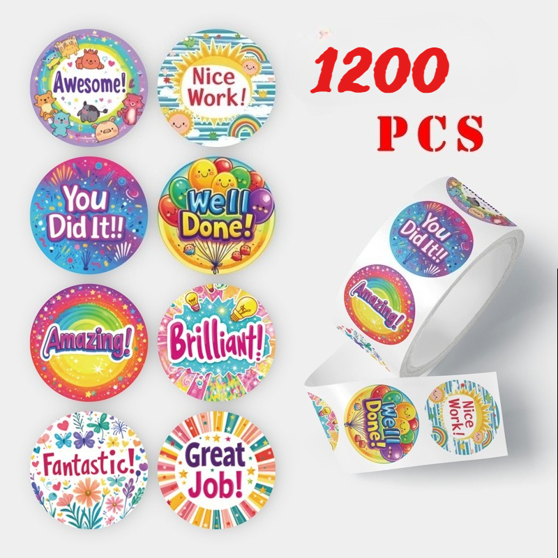 TEMU [Lanzamiento de Producto] 1200 pegatinas motivacionales, pegatinas de , pegatinas de , tamaño 2.5Cm/1.0 , redondas, ideales para regalar, aptas
