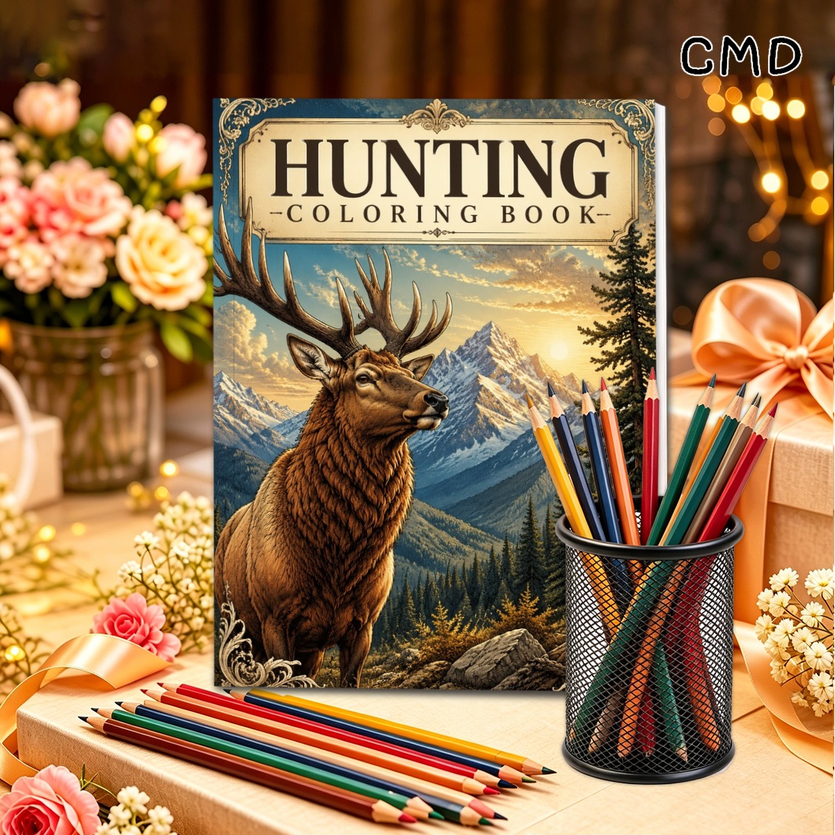 TEMU Livre de coloriage de chasse CMD, 24 pages, réduction du stress, œuvres d'art relaxantes et loisirs créatifs amusants, pour les anniversaires,