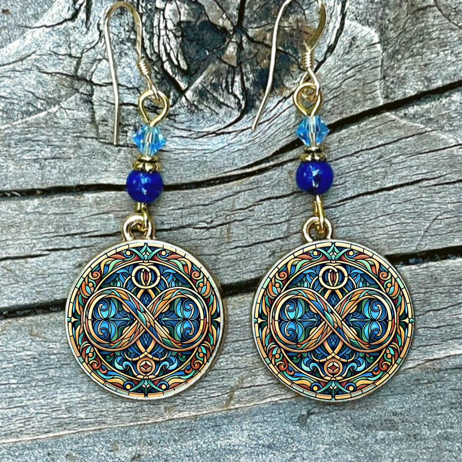 TEMU 2pcs Infinity Earrings Mandala Earrings Earrings Spiritual Earrings Pendant Earrings Pattern Earrings Jewelry Accessories Unique Jewelry