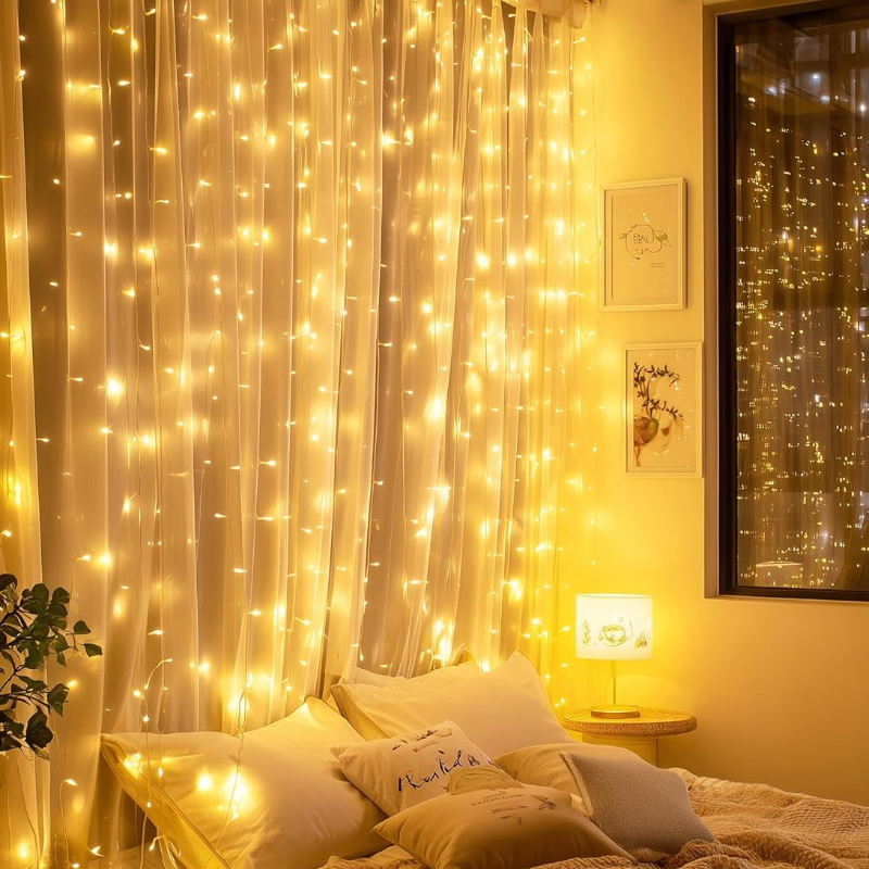 1/2er pack 300 led lichterketten 3 m warmweiße vorhang