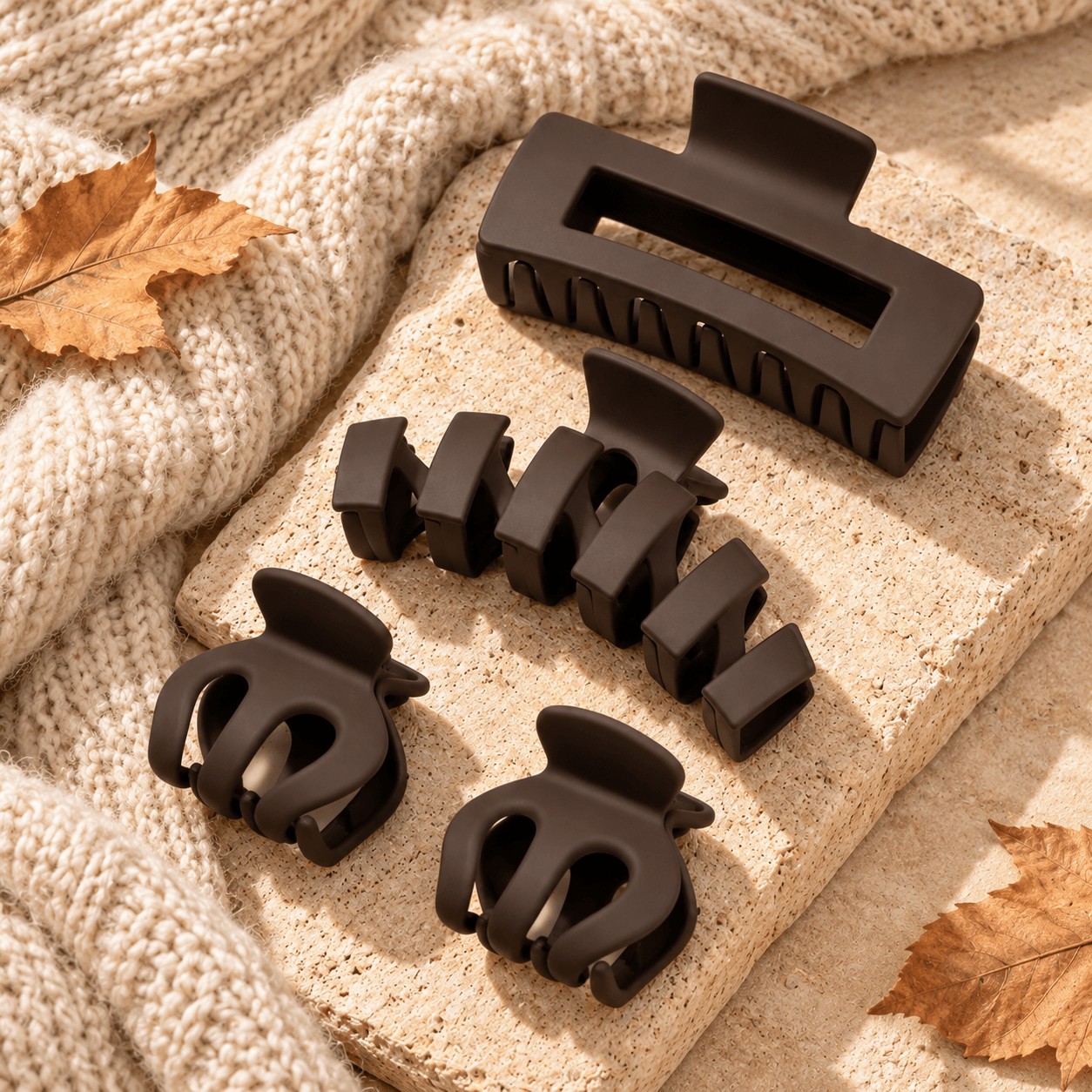 4pcs Matte Rectangle and Butterfly Claw Clips Set