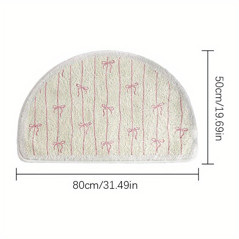 TEMU 1000g+10mm Faux Imitation Cashmere Cute Bow Semi-circle Rug, Cream Style Girly Bedroom Decor Carpet, Fluffy Room Plush Rug, Thick Washable