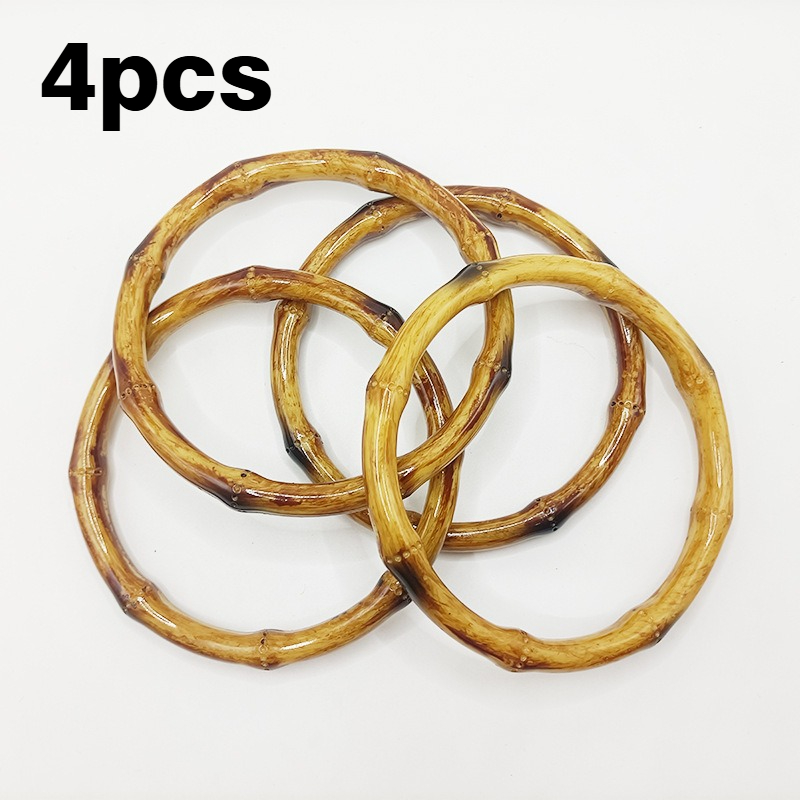 TEMU 4 piezas Accesorio para Bolso Bambú Nudo Asa Redonda Asa de Plástico para Bolso Grande Asa Circular de 12.5Cm