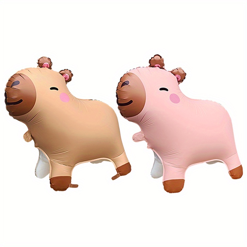 Image of 2pcs Standing Walking Capybara Shaped Balloons, Birthday Party Atmosphere Decoration, Gathering Activity Gift Prop, Room Indoor Outdoor Decor, For Halloween, Christmas