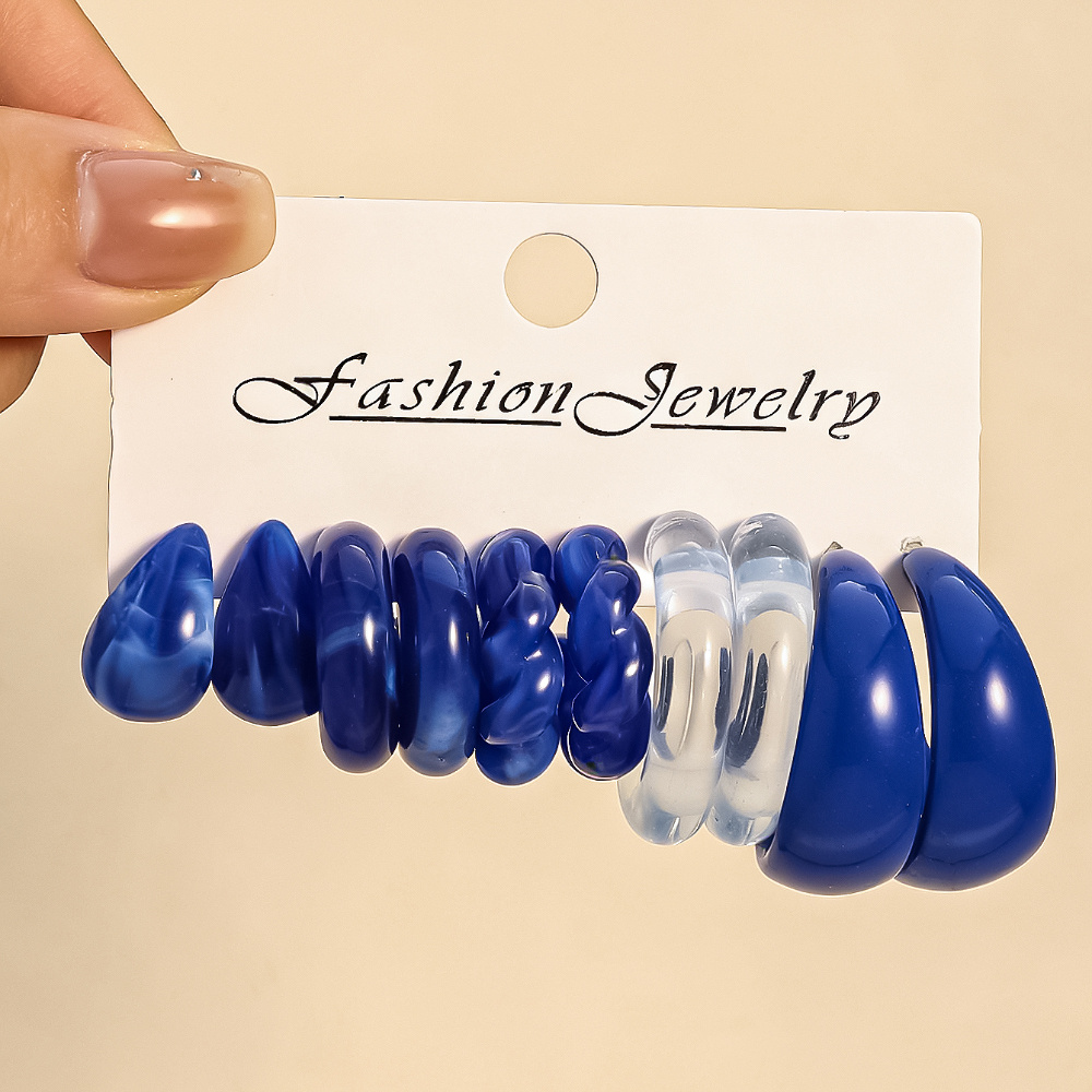 TEMU 10pcs New Fashionable Resin Earring Set For Women