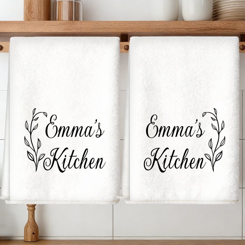 TEMU 2pcs Custom Name/text Kitchen Towels Suitable For Housewarming, Birthday Gifts, Soft Absorbent Microfiber Dish Cloths With Custom Names, Modern