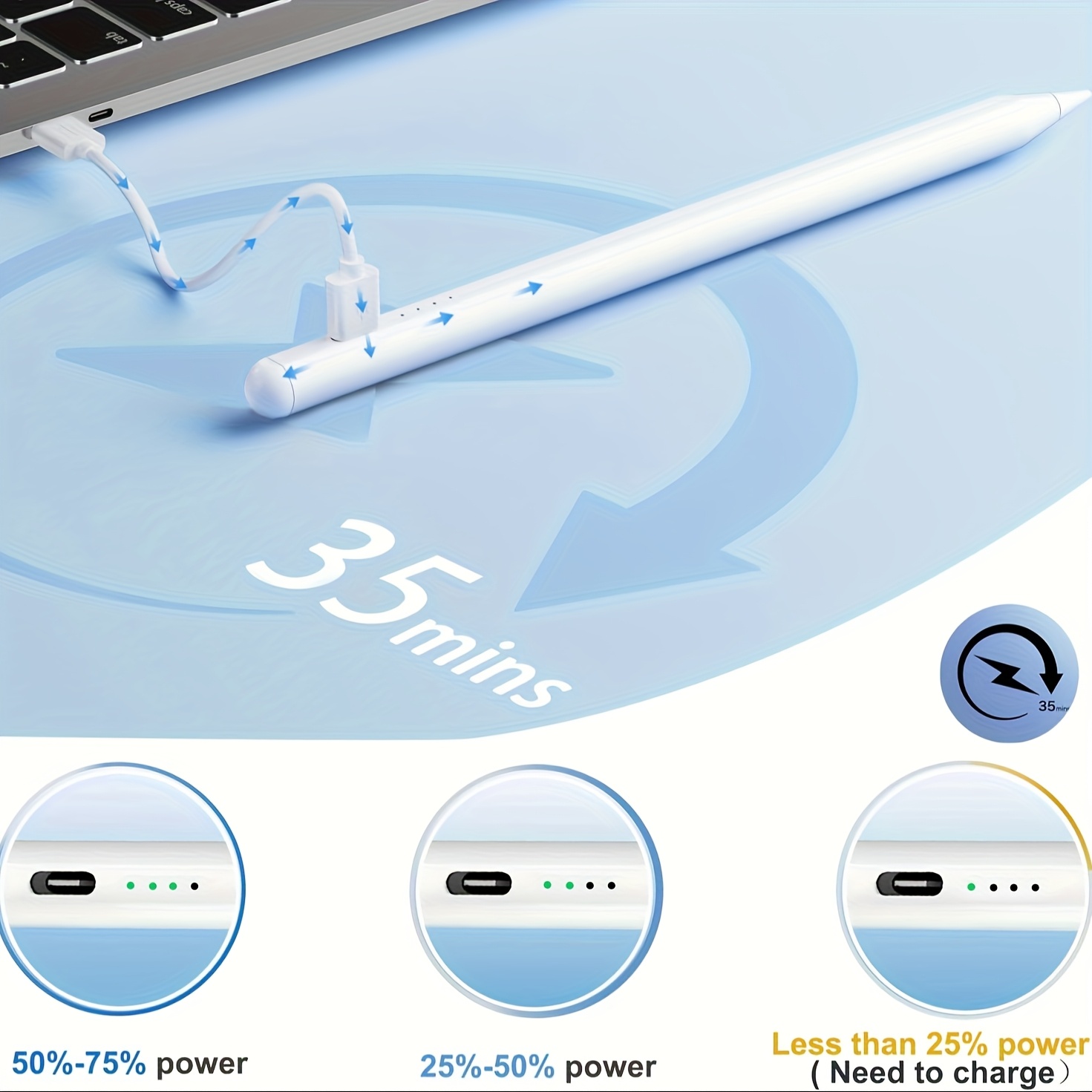  compatible ipad/ /microsoft - pencil à charge rapide, capacitif haute pour ios, samsung, avec pointe de remplacement et câble de charge Détails du produit 8