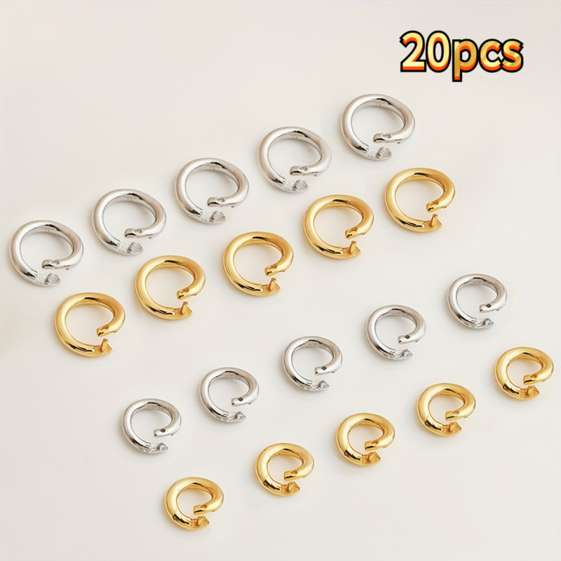 TEMU Lot de 20 anneaux et fermés en cuivre plaqué or | Fermoirs à pression multi-tailles pour connecteurs de pendentifs de de bijoux DIY
