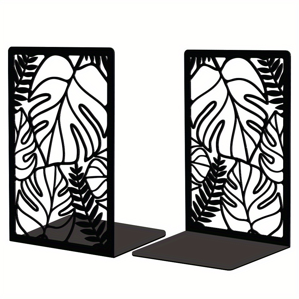 TEMU 2pcs Non-s Iron Bookend Display Stands Adjustable Desktop Heavy Duty Metal Book Stopper For Shelves Leaf 110x135x200mm Craft Supplies & Stickers