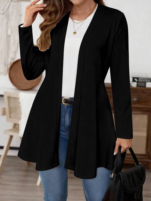 plus size plus size plus size plus size womens solid black length cardigan elegant