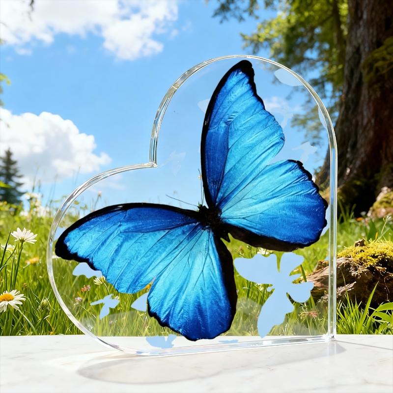 TEMU 2D Flat - [2D Flat] 1 pz, Ornamento in acrilico a forma di cuore e blu, Stile moderno, per soggiorni, camere da letto e tipi di stanze, per il