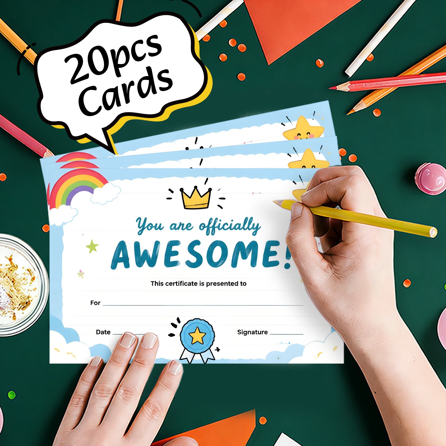 TEMU 20pcs Awards & Certificates Star Award Certificate For Family Encouragement, Party Games, Birthday Parties, Game Winning Rewards