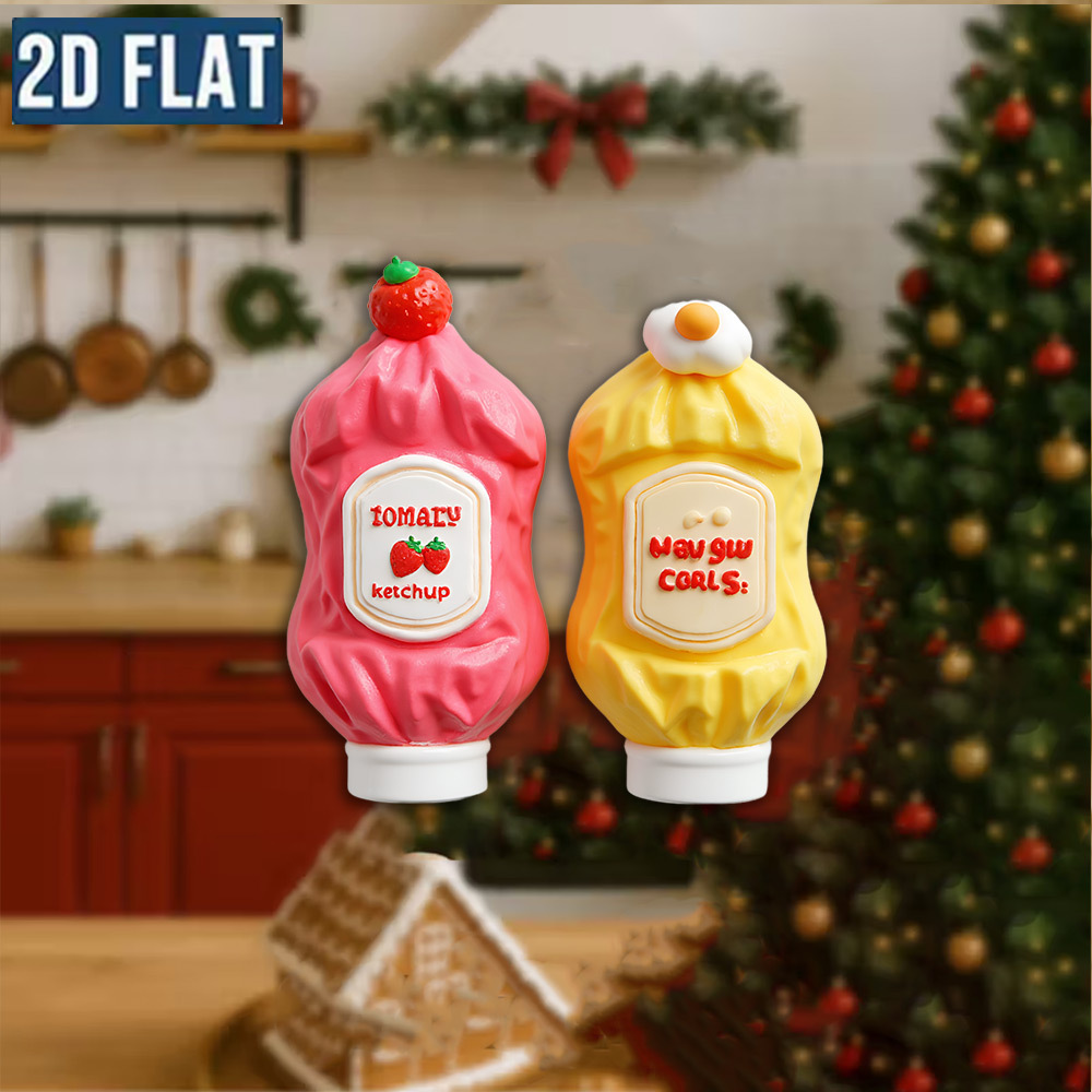 TEMU 1pc Of Tomato Sauce And Mayonnaise Combination Soft Rubber Magnet- Soft Rubber Tomato Sauce And Mayonnaise Design With Strawberry And Accents-