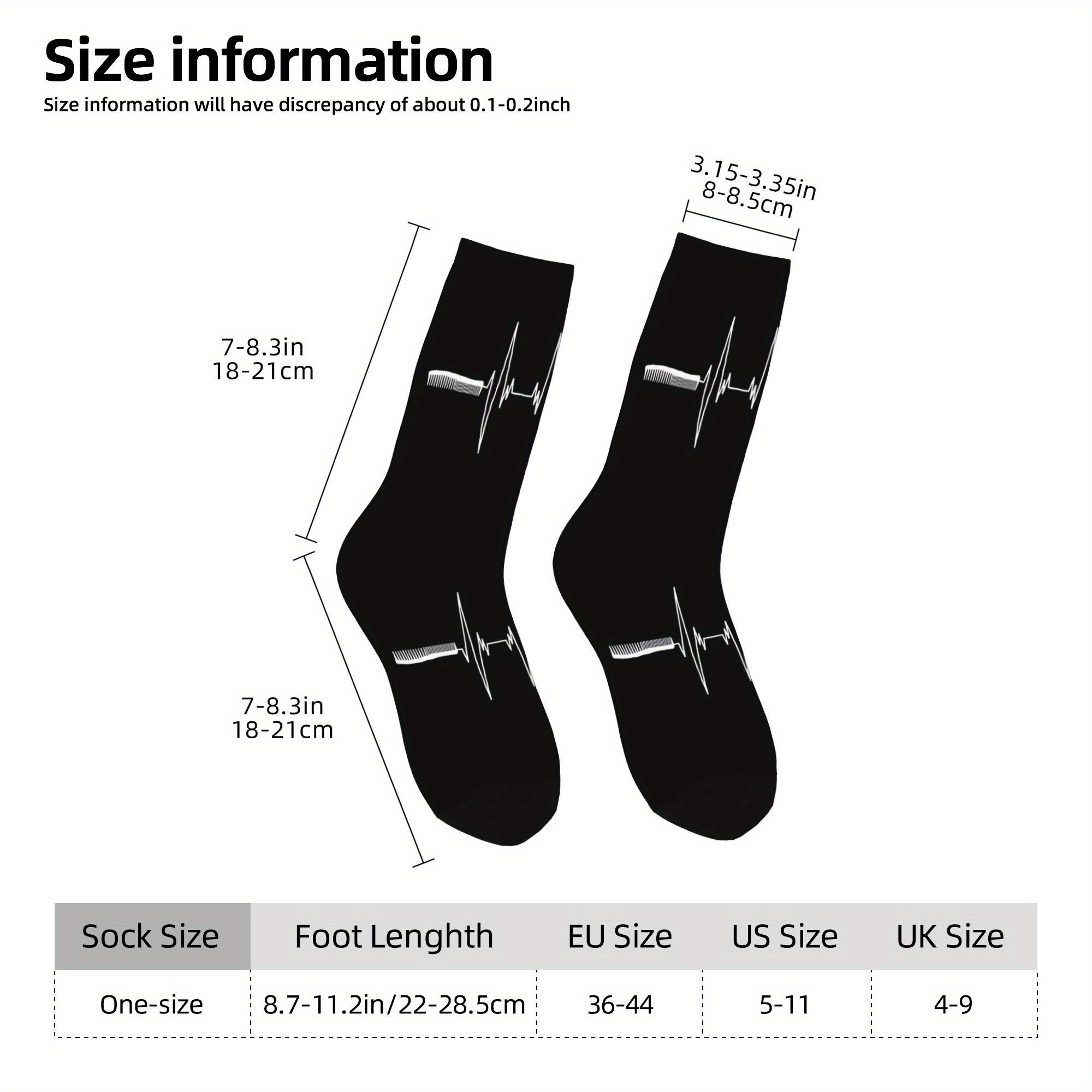 Hairdresser Hairstylist Barber Heartbeat Sock Printed for Man Polyester