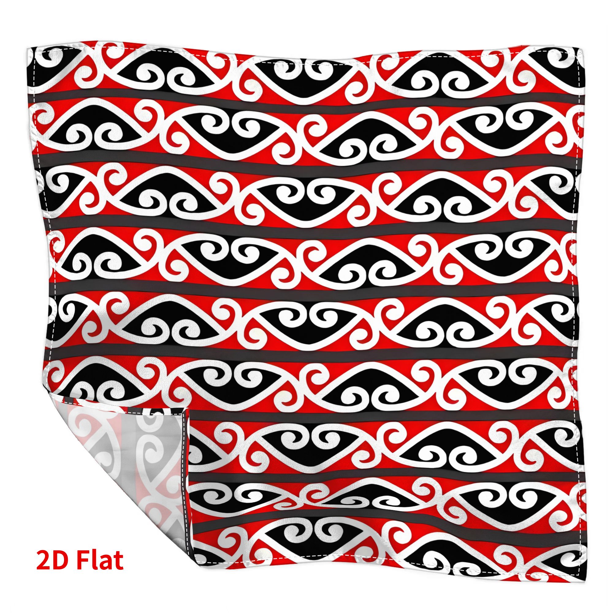 TEMU 2d Print Design Maori Kowhaiwhai Art Pattern Print Handkerchief For Unisex Square Kerchiefs A Fine Ideal For A Gift