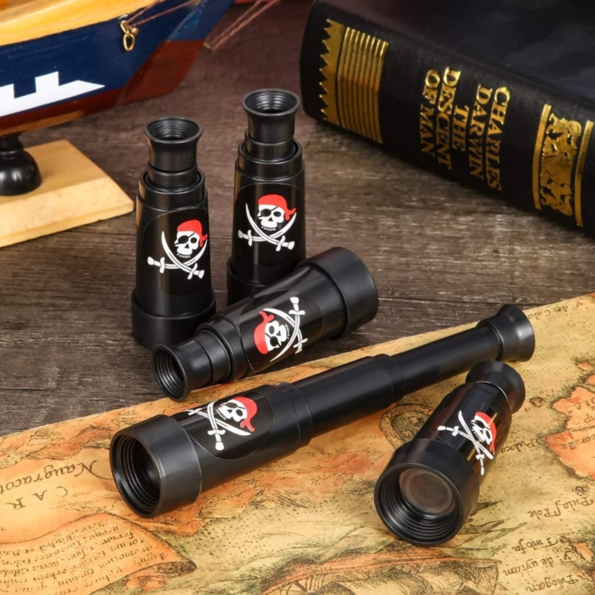 22pcs Mini Pirate Telescope Plastic Folding Set