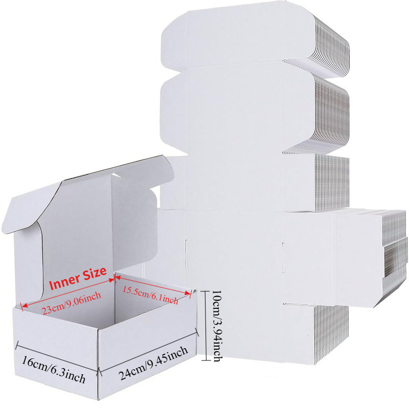 Image of 9.45x6.3x4 Inches Shipping Boxes Set Of 12, White Corrugated Cardboard Box For Packing, Mailing, Business Shipping Boxes
