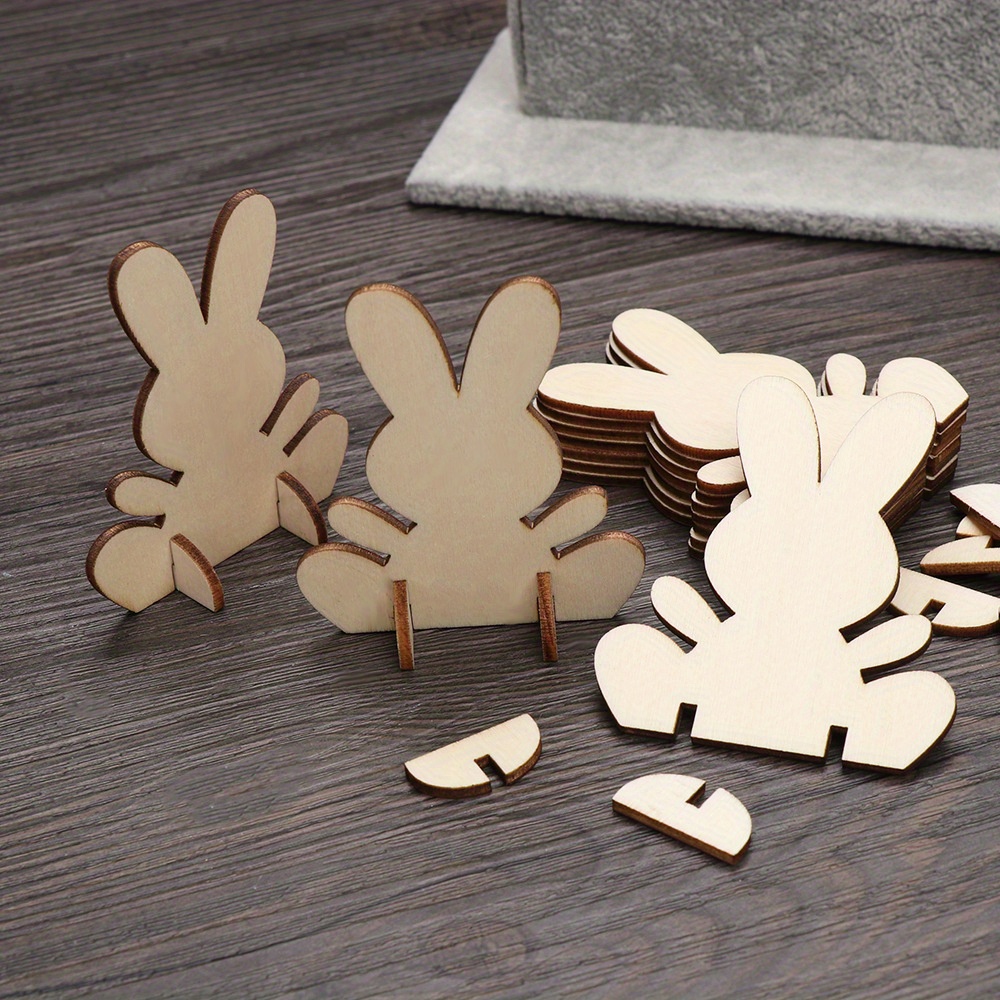 

10pcs Set Of 3d Diy Wooden Easter Bunny Ornaments - Cute Home Decor Crafts For Spring, Easter & , Limoglhp