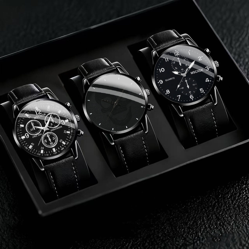 Image of 3pcs Casual Fashion Quartz Watch Combination Set - For Daily Matching And Gift Occasions, Birthday Gifts And Holiday Party Gifts, Perfect Gift For Men, Fathers, And Relatives (gift Box Not Included)