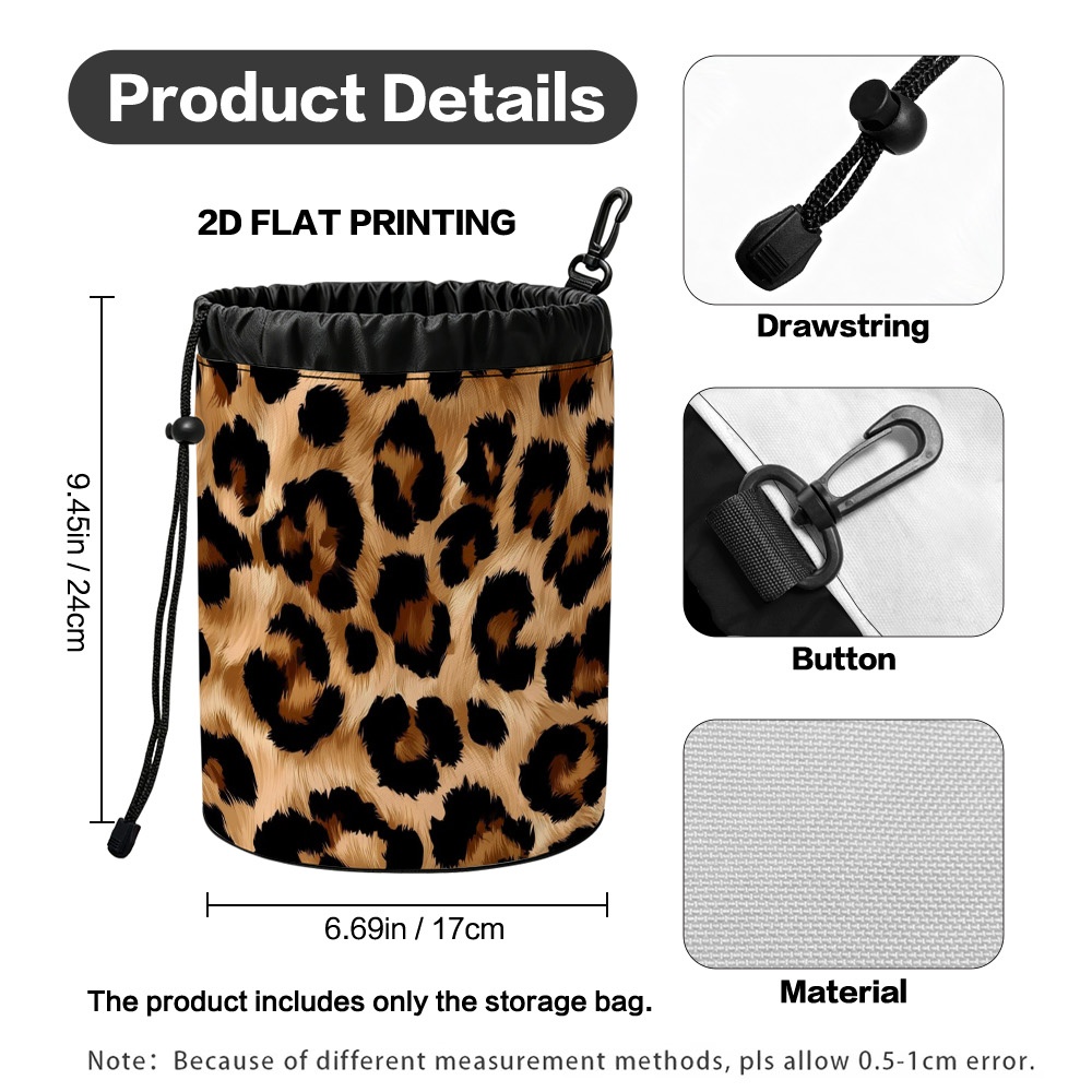 TEMU 1pc Leopard Print Clothespin Holder Bag - Storage Suitable For Household,, Laundry Room, Lightweight Fabric With Spots Design For Pins, Clips,