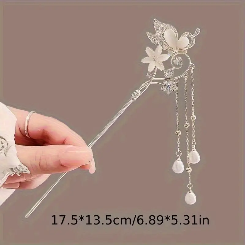 elegant retro   love flower cats eye hairpin high end chinese tassel accessory with sparkling crystals   womens party dresses holiday gifts for   cat earrings Product details 0