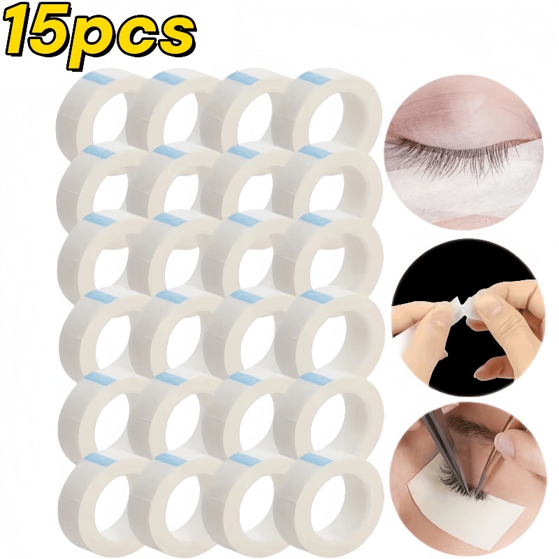 Image of 15 Rolls Low-allergy Transparent -perforated Non-woven Eyelash Extension Adhesive Tape - Hypoallergenic Lash Lift Glue Suitable For Skin/eyes, Professional & - Use, 15 Roll Pack