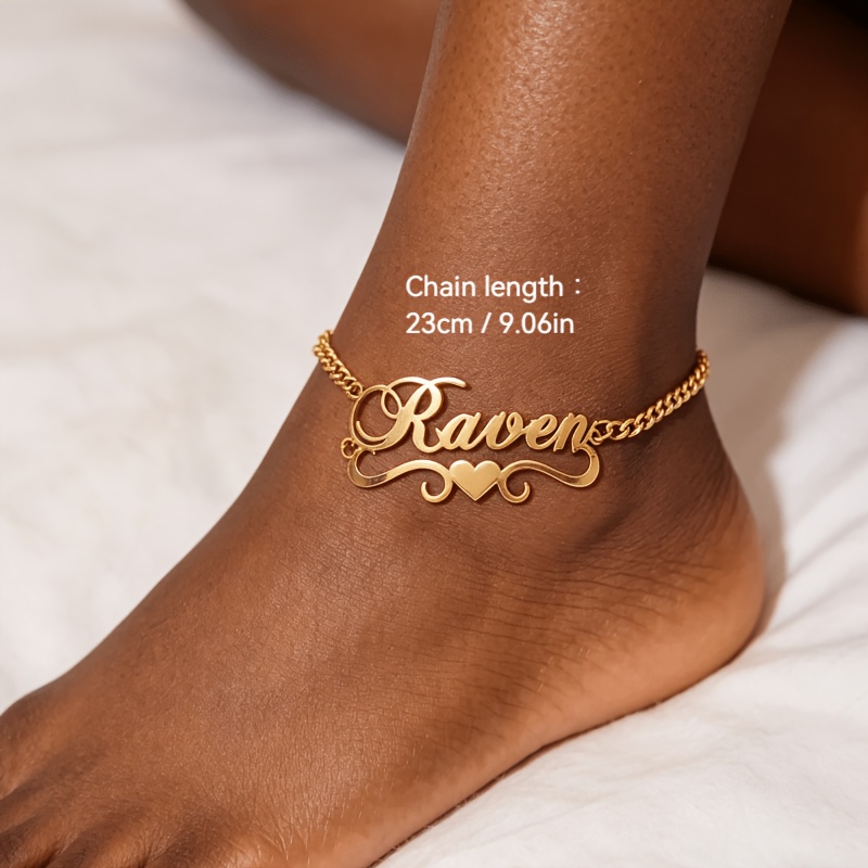 TEMU A Unique And Creative Cuban Link Name Anklet/bracelet, Personalized Wavy Nameplate Anklet, A Fashionable Accessory For Women, A Gift For Her/him