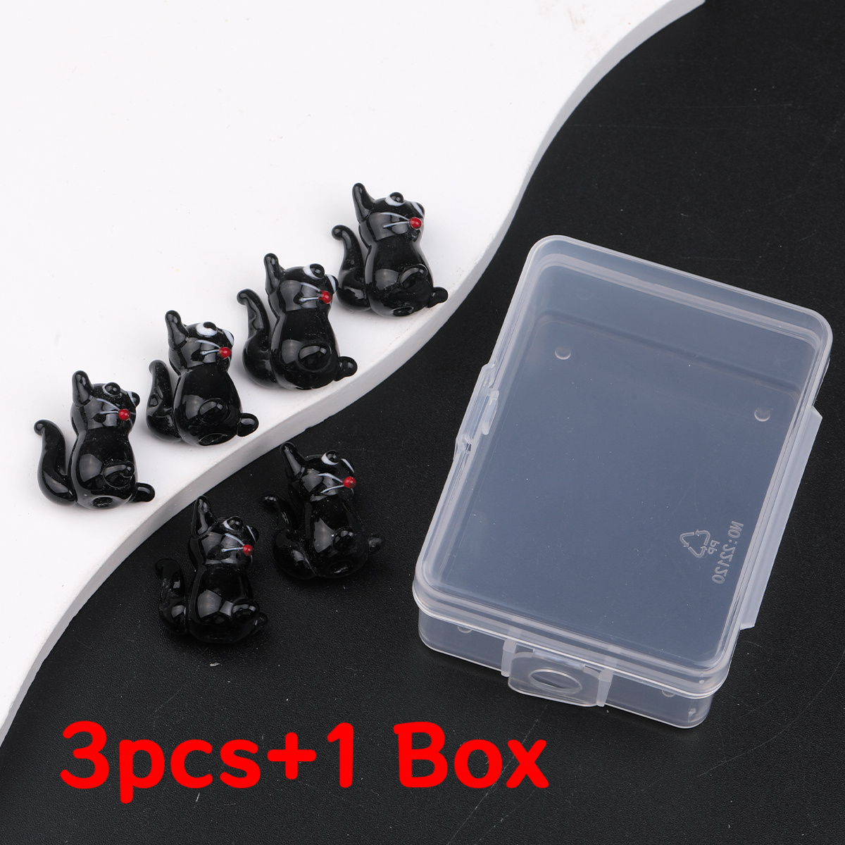 TEMU 3pcs + Unique Glass Beads Handmade Cat Shape Lampwork Beads - Jewelry Making Pendant, Durable Glass Craft Beads For Cat Lovers Charms With