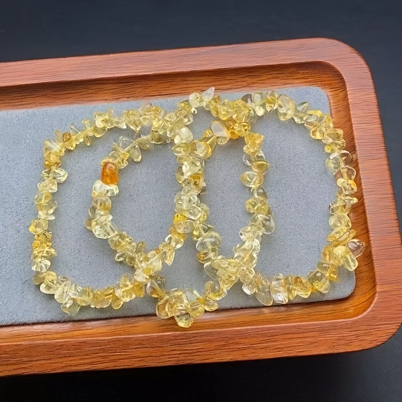 5pc Citrine Gemstone Bracelet Set, Bohemian Style