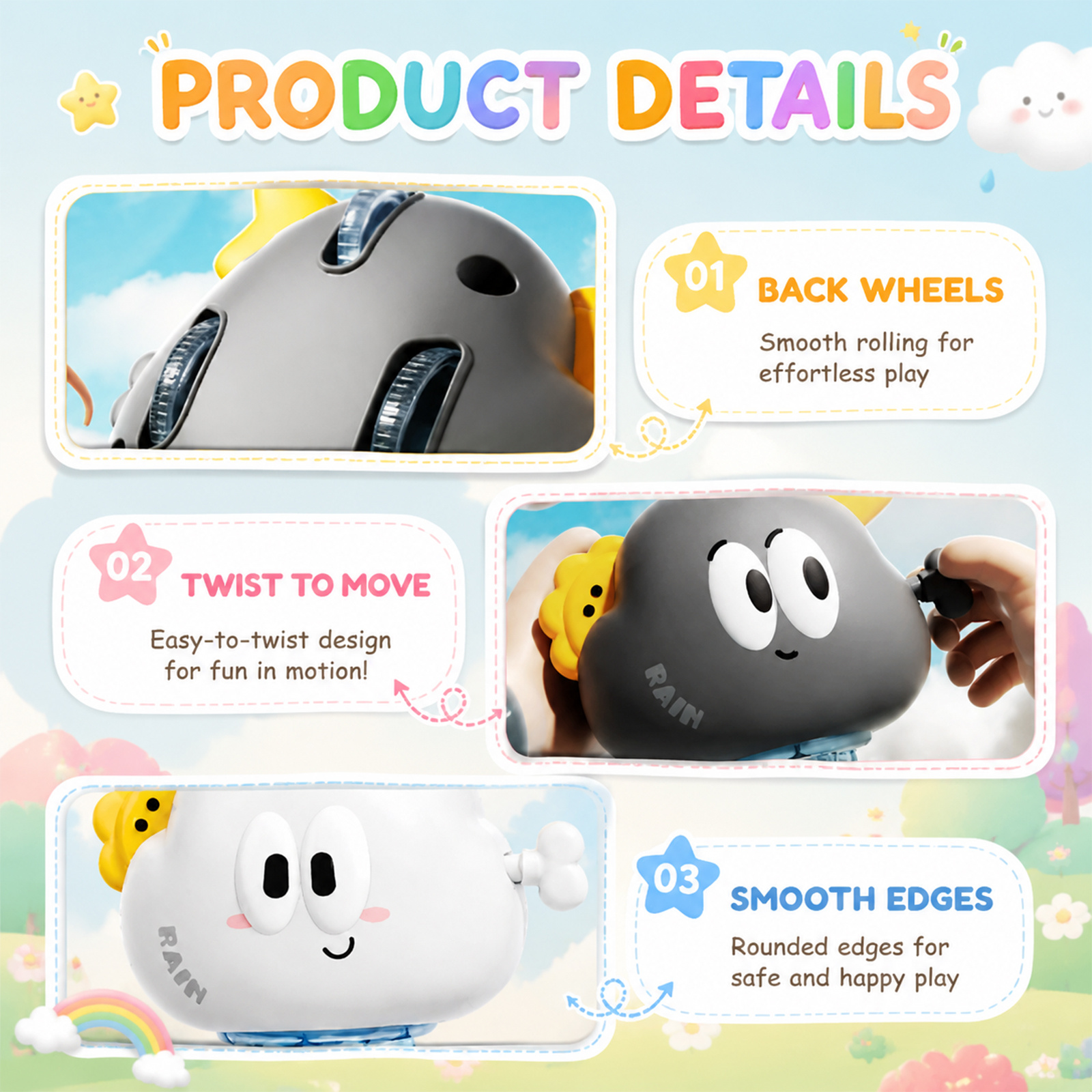 Novel Winding Chain Dancing Toy with Lightning Cloud Design