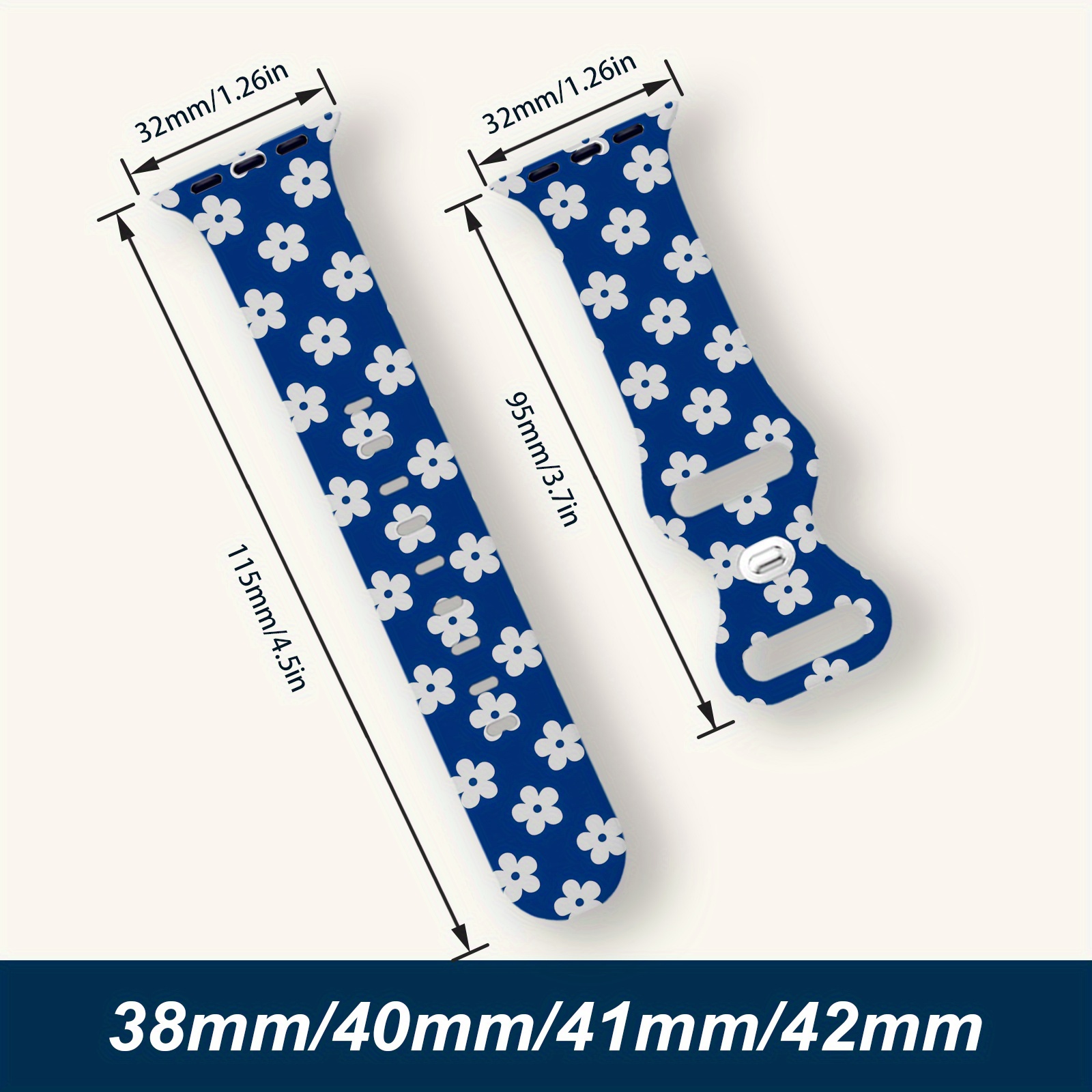TEMU Compatible For Watch Band Waterproof Soft Silicone Strap With Clasp & Flower Pattern - Waterproof Suitable For /ultra/series