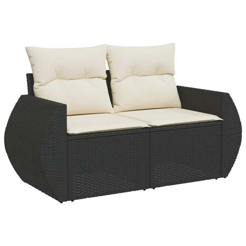 garden sofa with cushions 2 seater beige poly rattan