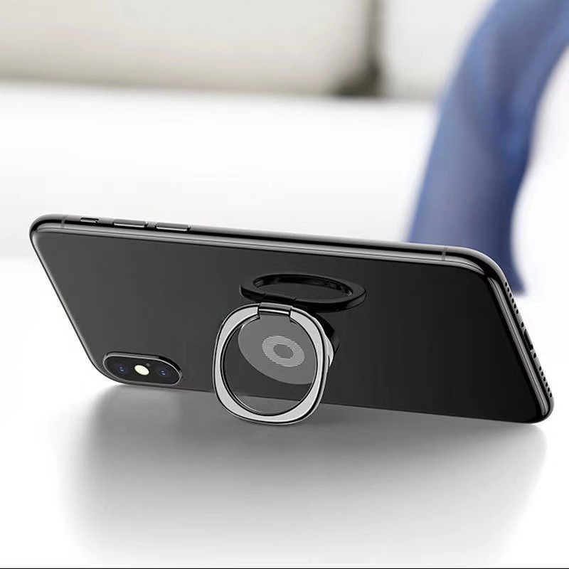 TEMU Mini Phone Ring Holder With Magnetic Base & Stand - 360° Rotatable Finger Ring Stand, Ultra-thin Adhesive Compatible For Car Dashboard/desktop,