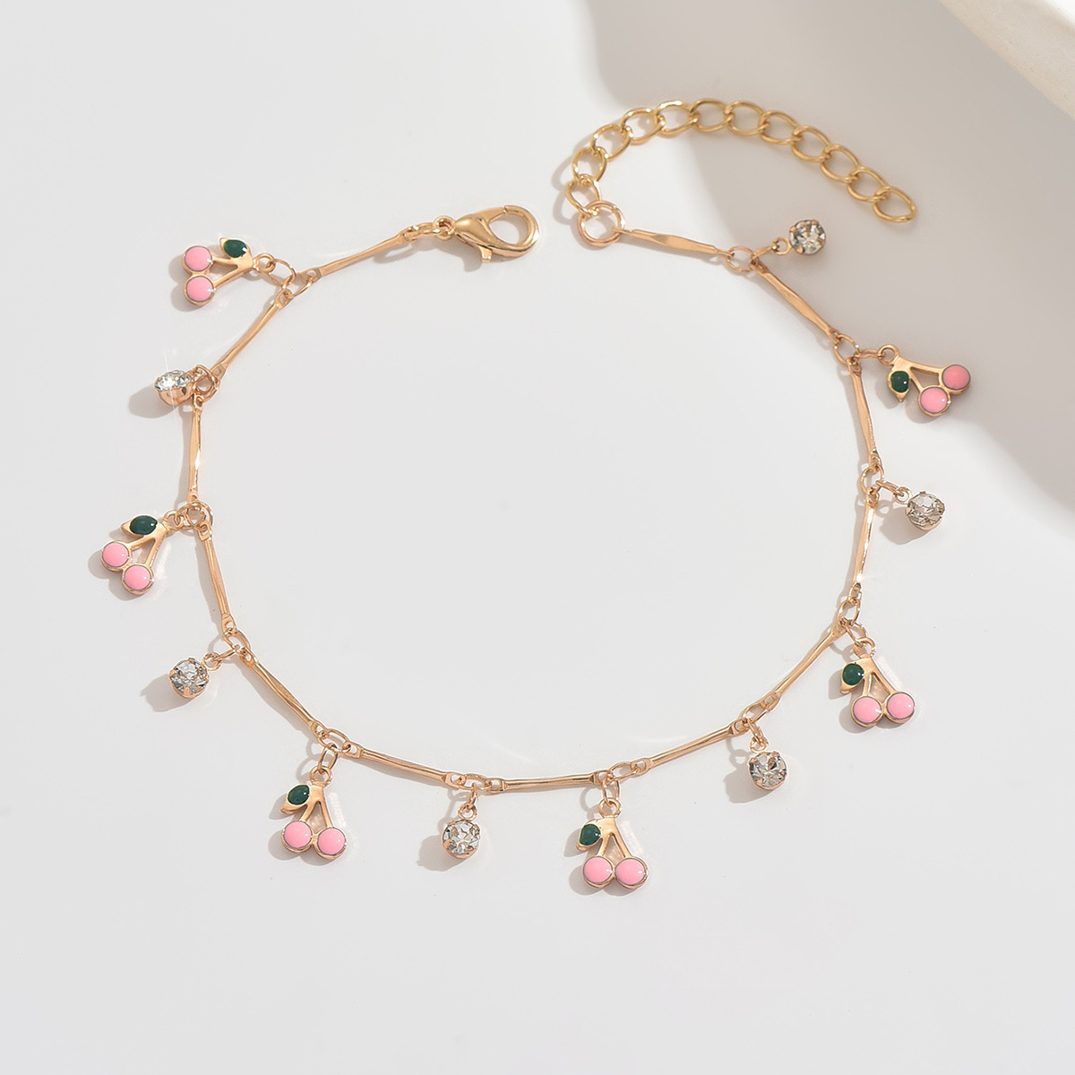 TEMU 1 Stück Damen Bohemian Vintage Bling Bling Multicolor Öl-Tropfen Kirsch Quaste Kette Verstellbare Fußkette, Urlaub Strand Party Kleidung