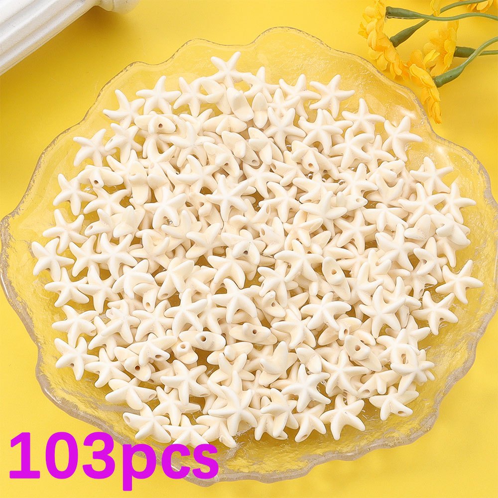 TEMU 23/ 53/ 103pcs White Artificial Turquoise Starfish Shaped Beads, Marine Beach Vacation Decoration Beads, Beads, Used For Diy Bracelets,