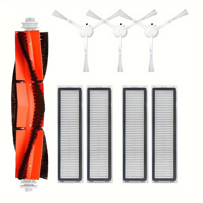 Image of 8pcs For D9/ D9 Max/ D9 Pro/ L10/ L10 Pro Vacuum Cleaner Accessories Kit, 1 Main Brush, 4 Hepa Filters, 3 Side Brushes, Replacement Parts, Cordless Floor Sweeper Accessories