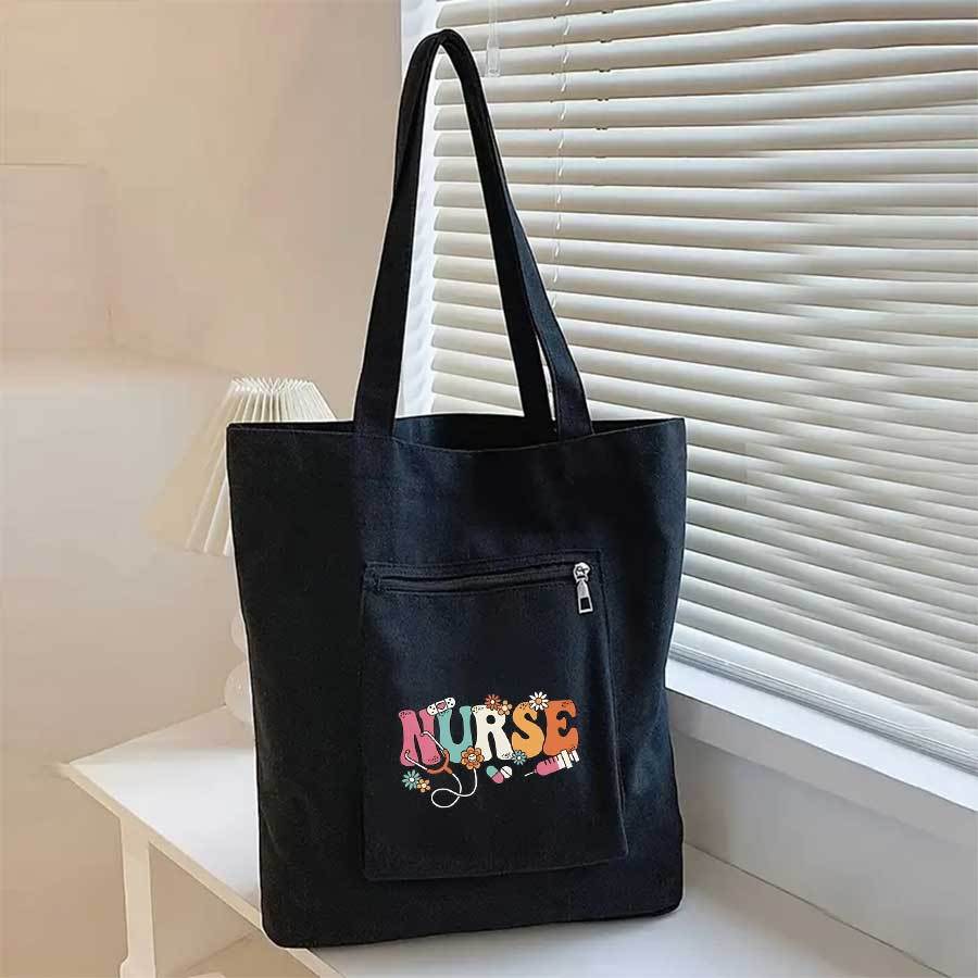 TEMU Large Capacity Nurse Print Tote Bag, Women's Casual Shoulder Handbag For Travel, , And Shopping