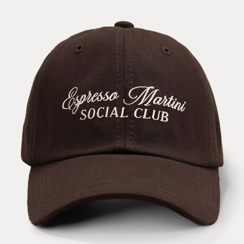 TEMU Embroidered Espresso Martini Baseball Cap Unisex Trucker Hat Breathable Adjustable Golf Cap Summer Fashion Curved Brim Hat Men Women Y2k Couple