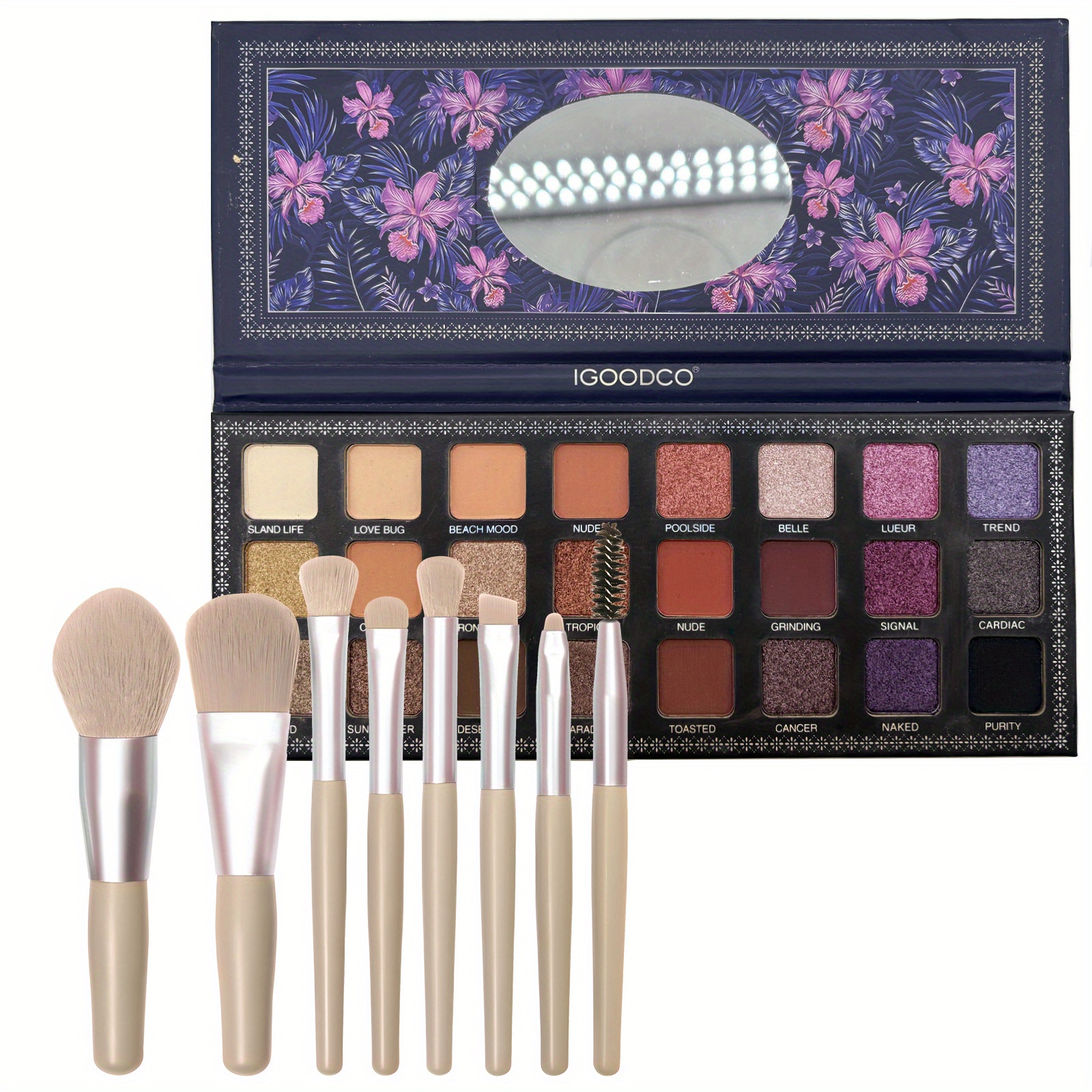 24-color Eyeshadow Palette In Purple And Taupe - Features Matte, Shimmer, And Metallic , Comes With A Free Blending Brush Set, Long-lasting And Pigmented, Ideal For Smoky And Styles