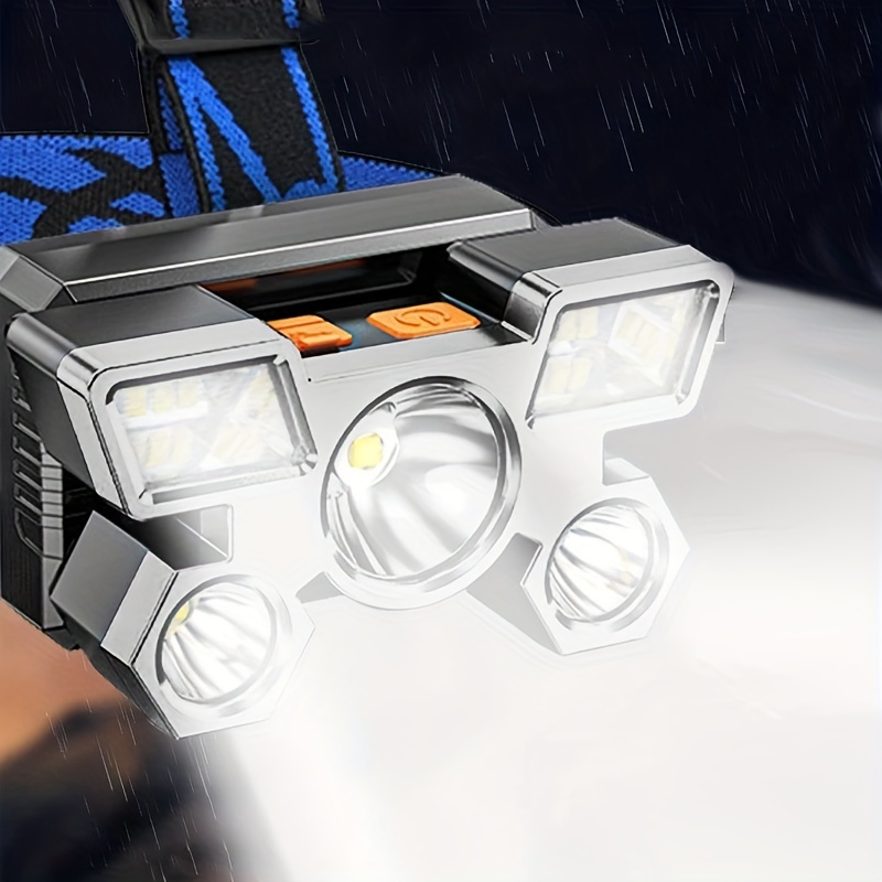 5 LED Blue Rechargeable Headlamp with Adjustable Beam Angle