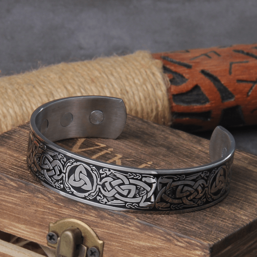 E-shop Wikinger Keltischer Knoten Armband 304 Edelstahl Manschettenknöpfe Armband Schmuck für Männer und Frauen, als Geschenk zum Erntedankfest