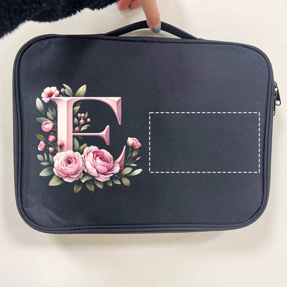 Custom Floral Initial Laptop Tote Bag with Monogram